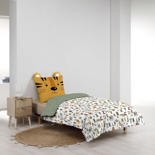 Parure de lit enfant réversible TIGRY - Coton 42 fils/cm² - 140 x 200 cm - Vert