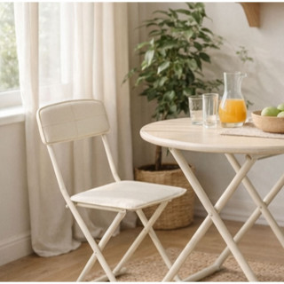 Chaise pliante en simili cuir - Beige