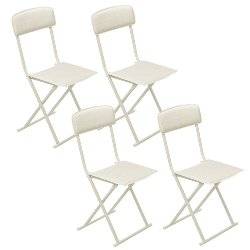 Lot de 4 chaises pliantes en simili cuir - Beige