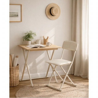 Lot de 4 chaises pliantes en simili cuir - Beige