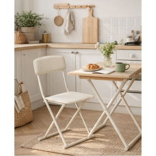 Lot de 4 chaises pliantes en simili cuir - Beige