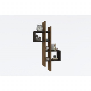 Étagère murale asymétrique décor noyer et gris foncé - ALBA