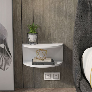 Table de chevet suspendue demi-lune blanche - CAMELIA