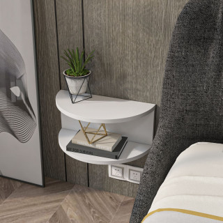 Table de chevet suspendue demi-lune blanche - CAMELIA