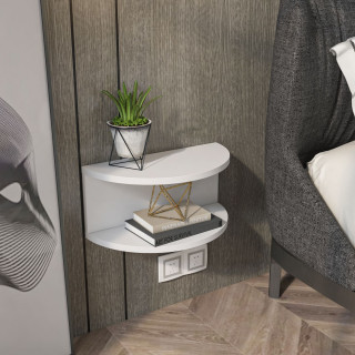 Table de chevet suspendue demi-lune blanche - CAMELIA