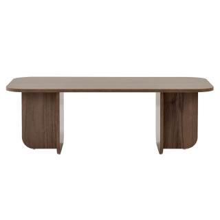 Table basse design plateau arrondi décor noyer - LEANDRO