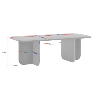 Table basse design plateau arrondi décor noyer - LEANDRO
