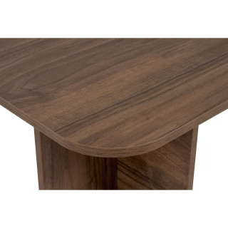 Table basse design plateau arrondi décor noyer - LEANDRO