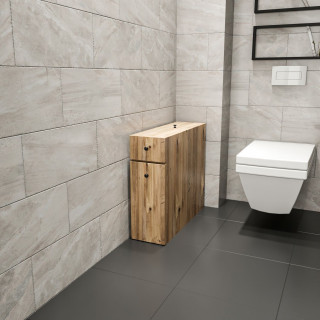 Meuble de rangement WC et salle de bain 2 tiroirs et 1 porte décor chêne