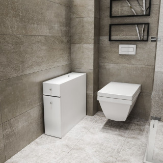 Meuble de rangement WC et salle de bain 2 tiroirs et 1 porte Blanc