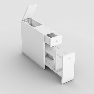 Meuble de rangement WC et salle de bain 2 tiroirs et 1 porte Blanc