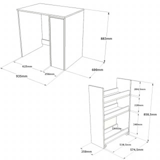 Meuble lave-linge avec plateau et placard latéral blanc