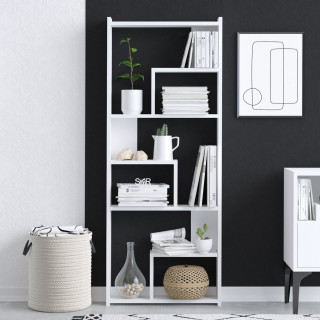 Bibliothèque asymétrique 6 compartiments blancs - VALENTINO