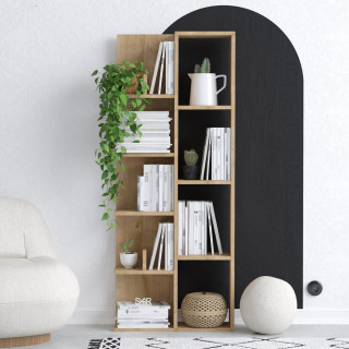 Bibliothèque asymétrique décor chêne - ELORA