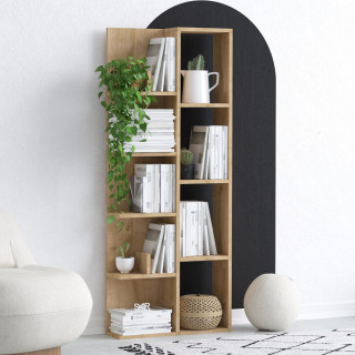 Bibliothèque asymétrique décor chêne - ELORA