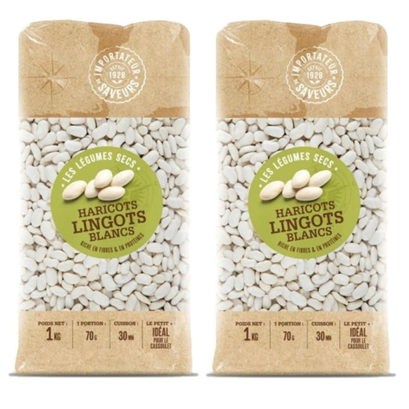 Lot 2x Haricots lingot blancs - Paquet 1kg