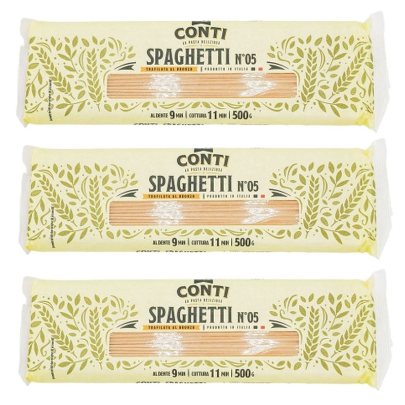 Lot 3x Pâtes italiennes Spaghetti n°05 - Paquet 500g