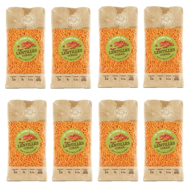 Lot 8x Lentilles corail - Paquet 1kg
