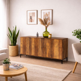 Buffet 3 portes effet noyer JOYA - Marron