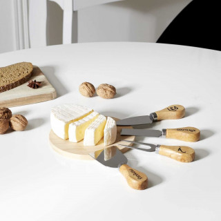 Coffret avec planche et couteaux à fromage - Beige