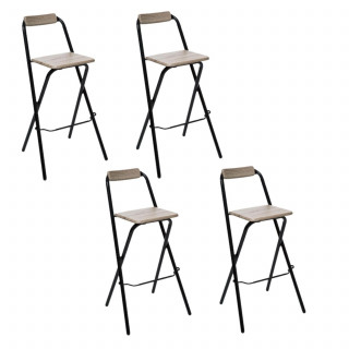 Lot de 4 Chaises de bar pliante Louna - H. 97,5 cm - Beige