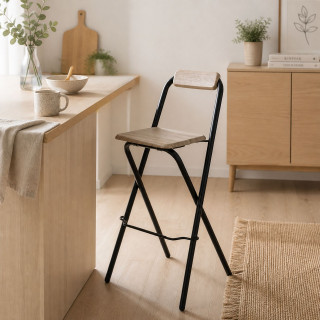 Lot de 4 Chaises de bar pliante Louna - H. 97,5 cm - Beige