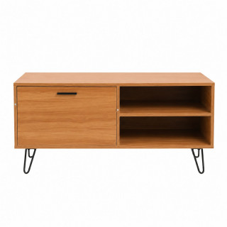 Table basse design bois et métal Oleana - L. 110 x H. 53 cm - Marron et bois