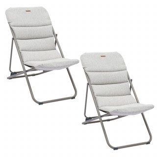 Lot de 2 chiliennes de jardin pliante NILLIA - Noisette et café