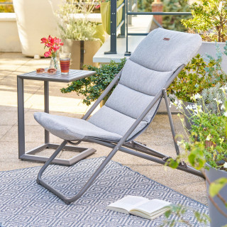 Lot de 2 chiliennes de jardin pliante NILLIA - Noisette et café