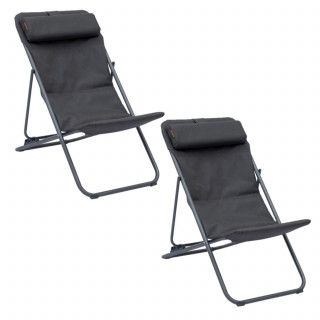 Lot de 2 chiliennes de jardin pliante MIRAEL - Anthracite