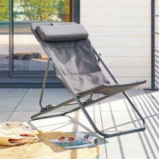 Lot de 2 chiliennes de jardin pliante MIRAEL - Anthracite