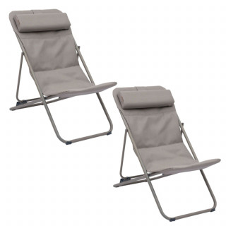 Lot de 2 chiliennes de jardin pliante MIRAEL - Noisette et café