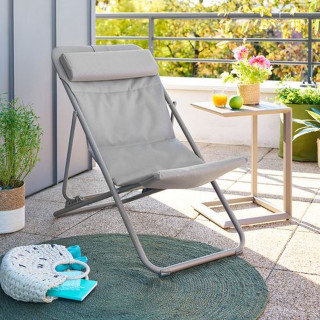 Lot de 2 chiliennes de jardin pliante MIRAEL - Noisette et café