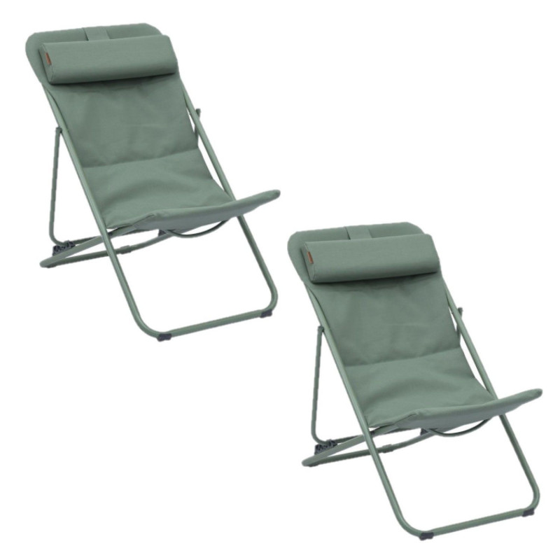 Lot de 2 chiliennes de jardin pliante MIRAEL - Laurier