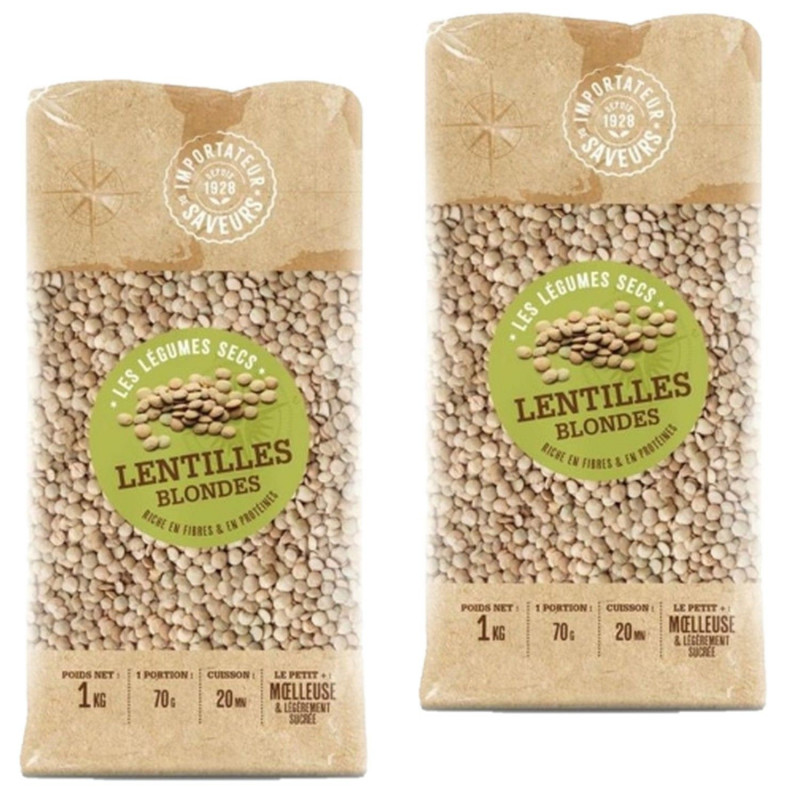 Lot 2x Lentilles blondes - Paquet 1kg