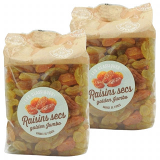 Lot 2x Raisins secs Golden Jumbo - Paquet 500g