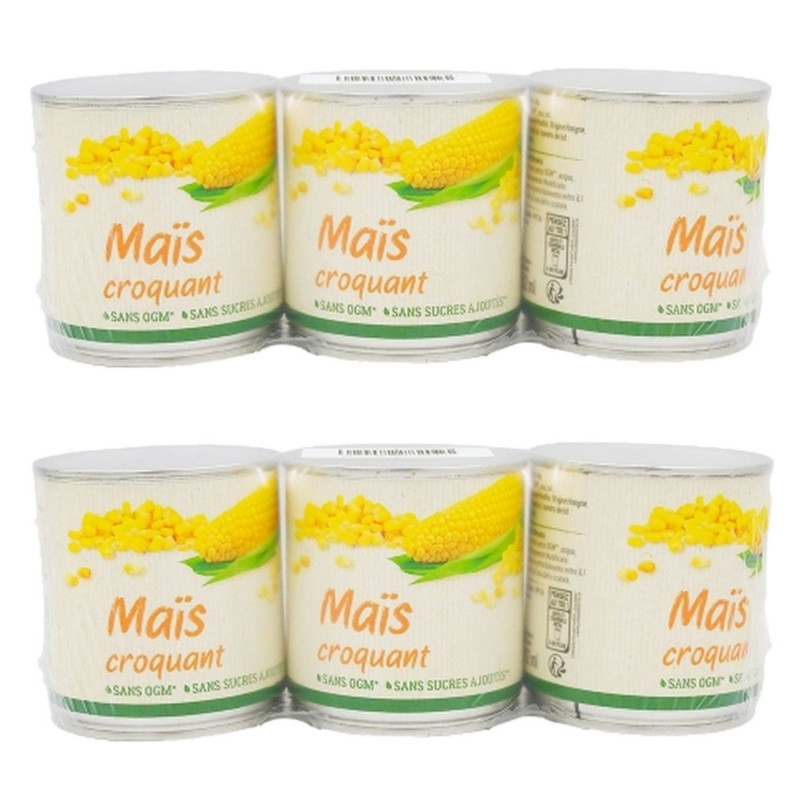 Lot 2x Maïs croquant - 3 x 150 g - Boîte 450g