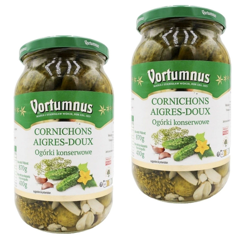 Lot 2x Cornichons aigres-doux - Bocal 870g