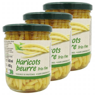 Lot 3x Haricots beurre très fins - Bocal 400g