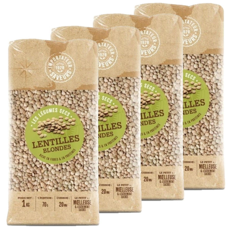 Lot 4x Lentilles blondes - Paquet 1kg