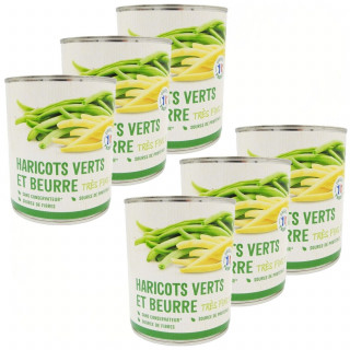 Lot 6x Duo de haricots verts et haricots beurre - Conserve 800g