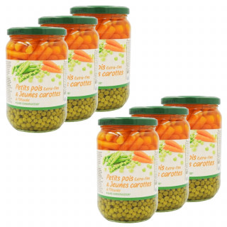 Lot 6x Petits pois carotte - Bocal 425g