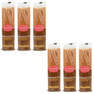 Lot 6x Pâtes Spaghetti au blé complet - Paquet 500g