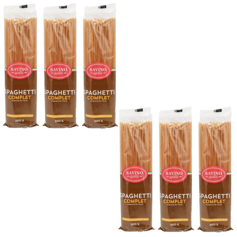 Lot 6x Pâtes Spaghetti au blé complet - Paquet 500g