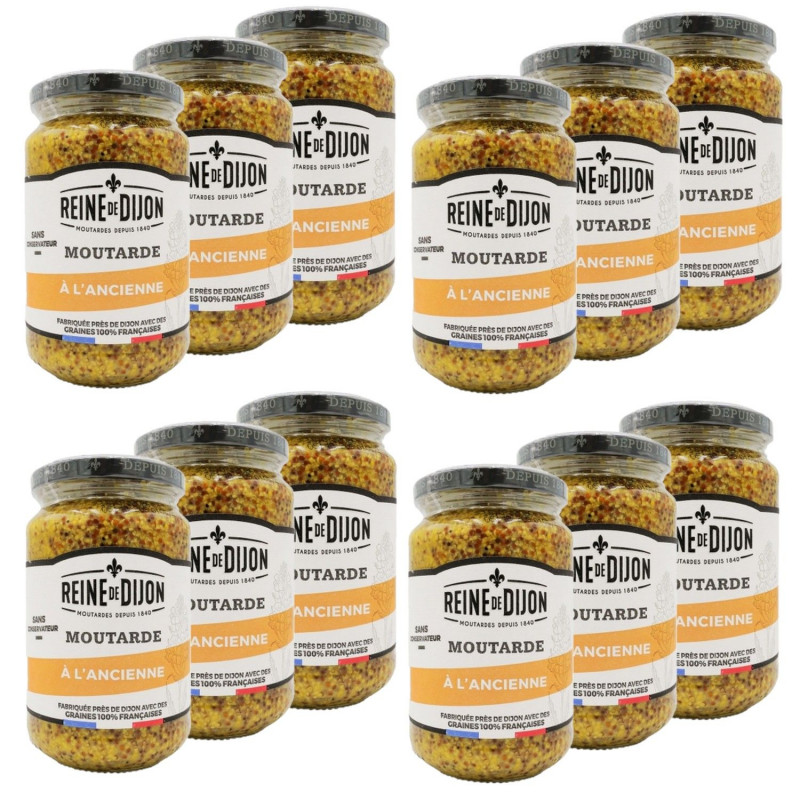 Lot 12x Moutarde à l'ancienne - Bocal 350g
