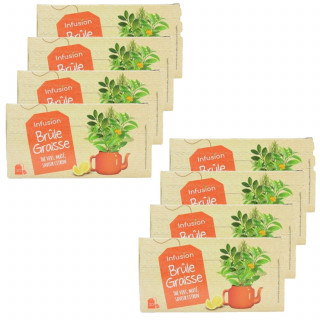Lot 8x Infusion brûle graisse - Thé vert et maté saveur citron - Boîte 36g