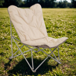 Lot de 2 fauteuils de camping pliants matelassés - Beige