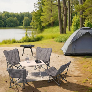 Lot de 2 fauteuils de camping pliants matelassés - Gris foncé
