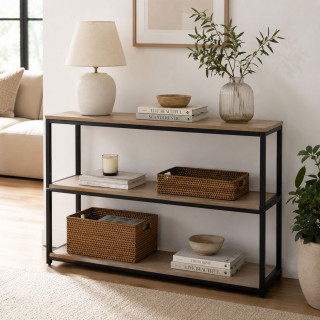 Etagère bibliothèque design industriel Loft - L. 120 x H. 80 cm - Noir