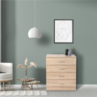 Meuble de rangement à 4 tiroirs Pratik - Hauteur 70 cm - Bois clair